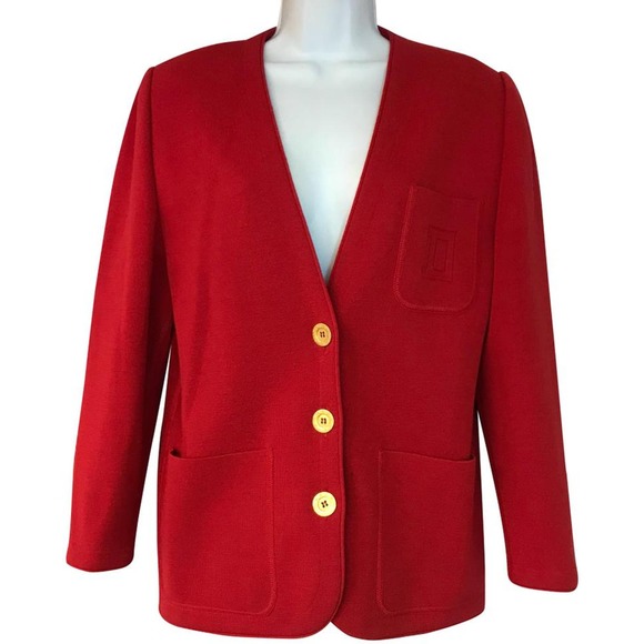 Devernois Paris Vintage Red Cardigan Jacket S - Picture 1 of 6